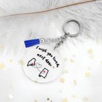 Personalised I Wish You Lived Next Door Heart State Map Acrylic Disc Keychain with Tassel Long Distance Farewell Christmas Gift for Friend Family