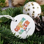 Gepersonaliseerde Cousin Crew Cartoon karakter keramische kerstbal met naam en sleutelkoord Kerst Home Decor Gift voor kinderen familie