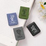 Personligt födelseblomma PU-läder Magnetiskt bokmärkesklämma med namn Läsning Skrivmaterial Födelsedagspresent för bokmalar Bokälskare
