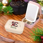 Personalizzato Retro Elf Elements Leather Jewelry Box con specchio per il trucco a LED di colore mutevole Regalo di Natale di compleanno per le donne