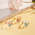 Henkilökohtainen Dainty Fainty Faith Birthstone Cross säädettävä Wrap Ring nimi Christian Korut Kaste Syntymäpäivä Joululahja naisille
