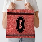 Personalized Faux Glitter Crayon Design Large Canvas Tote Bag Office Commuting Appreciation Gift for Teacher