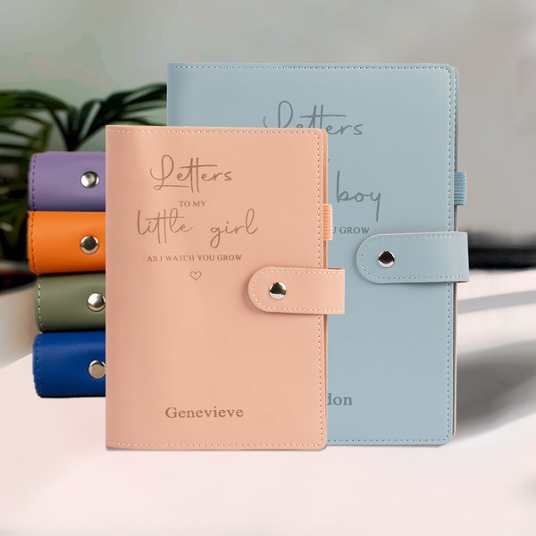 Personalised As I Watch You Grow Leather Journal Notebook Name with Hidden Buckle Pen Slot Baby Shower Mother's Day Father's Day Gift for Dad Mom