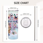 Bible personnalisée Nom du personnage de dessin animé 20oz Straight Skinny Tumble with Staw and Brush Birthday Christmas Gift for Christian