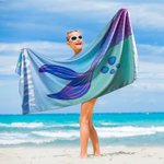 Personalized Glitter Fantasy Mermaid Quick Dry Oversized Microfiber Beach Towel with Name Summer Travel Essential Birthday Gift for Girls