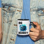 Tasse en céramique personnalisée avec nom et numéro Cadeau sportif d'anniversaire pour les amateurs de hockey