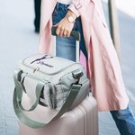 Personalised Cheerleader Silhouette Multi-compartment Large Travel Bag with Name and Shoulder Strap Birthday Cheerleading Gift for Women Girls