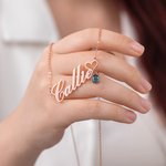 Personalized Dainty Heart Name Necklace with Birthstone Birthday Valentine's Day Anniversary Gift for Women