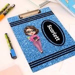 Personlig glitterfärgad krita söt tecknad design hängande skrivplatta med lågprofilsklämma Uppskattning Tillbaka till skolan Present till lärare