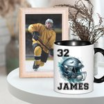 Tasse en céramique personnalisée avec nom et numéro Cadeau sportif d'anniversaire pour les amateurs de hockey