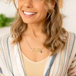 Personalized Dainty Heart Name Necklace with Birthstone Birthday Valentine's Day Anniversary Gift for Women