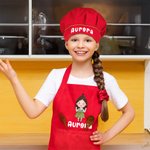 Tablier Ajustable pour Garçons Filles avec Poche Cuisine Pâtisserie Cadeau d'Anniversaire pour Enfants