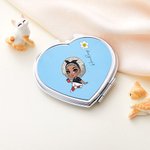 Miroir Portable Personnalisé avec Personnage Fleur de Naissance Nom Forme Cercle Carré Coeur Cadeau Anniversaire Noël Mariage pour Femme