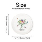 Personalized Butterfly Birth Bouquet Ceramic Trinket Jewelry Dish with Name Wedding Bridal Shower Birthday Gift for Women Family