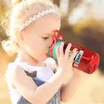 Bouteille d'eau 475 ml personnalisée pour enfants avec nom et poignée Paille en silicone Cadeau d'anniversaire de rentrée pour garçons filles