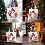 Gepersonaliseerde schattige Beanie Ghost Gingerbread Candy Cane Sneeuwvlokken Canvas Tote Bag met naam Verjaardag Kerstcadeau voor familie vriend(in)