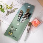 Personalised Birth Flower Bouquet Portable Leather Makeup Brush Bag with 8 Makeup Brushes Travel Essentials Birthday Gift for Women