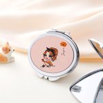 Miroir Portable Personnalisé avec Personnage Fleur de Naissance Nom Forme Cercle Carré Coeur Cadeau Anniversaire Noël Mariage pour Femme