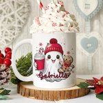Personalisierte niedliche Beanie Geist Lebkuchen Zuckerstange 11oz 15oz Keramik Becher mit Namen Geburtstag Weihnachten Geschenk für Familie Freund