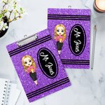 Personlig glitterfärgad krita söt tecknad design hängande skrivplatta med lågprofilsklämma Uppskattning Tillbaka till skolan Present till lärare