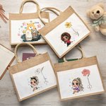 Sac à main personnalisé en forme de dessin animé avec fleur de naissance pour fille Cadeau d'anniversaire de mariage pour femmes filles