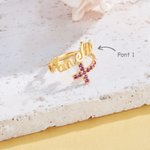 Henkilökohtainen Dainty Fainty Faith Birthstone Cross säädettävä Wrap Ring nimi Christian Korut Kaste Syntymäpäivä Joululahja naisille