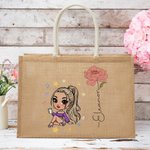 Sac à main personnalisé en forme de dessin animé avec fleur de naissance pour fille Cadeau d'anniversaire de mariage pour femmes filles