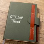 Personligt namn Initial Design Läder A5 Linjerad anteckningsbok och pennset Födelsedagspresent för barn