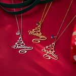 Collana personalizzata con nome dell'albero di Natale minimalista e pietra di parto Regalo di Natale invernale per le donne