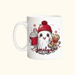 Personalisierte niedliche Beanie Geist Lebkuchen Zuckerstange 11oz 15oz Keramik Becher mit Namen Geburtstag Weihnachten Geschenk für Familie Freund