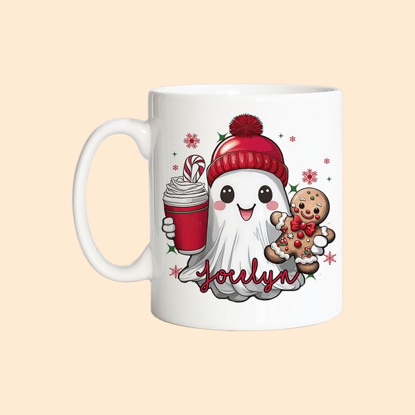 Tasse en céramique personnalisée avec nom, anniversaire et cadeau de Noël pour la famille et les amis.