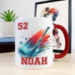 Tasse en céramique personnalisée avec nom et numéro Cadeau sportif d'anniversaire pour les amateurs de hockey