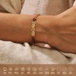 Bracelet Ajustable Personnalisé avec 1-8 Breloques Fleur de Naissance Style Minimaliste Bijoux Anniversaire Noël Cadeau pour Femme