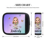 Personalized Gradient Cartoon Character Luggage Handle Wraps Set of 2 with Name and Contact Card Travel Accessories Gift for Women Girls