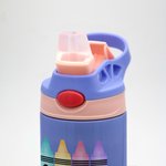 Personalizzato Multicolore Crayon 12 oz Kid bottiglia d'acqua con cannuccia in silicone Back To School Accessori regalo all'aperto per bambini
