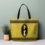 Personalized Artificial Glitter Crayon Design Tote Bag with Name Large Capacity Teacher's Day Back to School Gift for Teacher