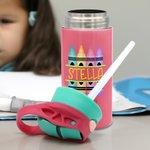 Personalizzato Multicolore Crayon 12 oz Kid bottiglia d'acqua con cannuccia in silicone Back To School Accessori regalo all'aperto per bambini
