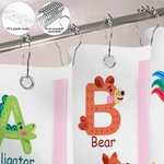 Personalised Cartoon Animal Alphabet ABC Learning Shower Curtain with 12 Rust-Proof Grommets Bathroom Decor Birthday Gift for Baby Girls Boys