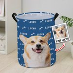 Henkilökohtaiset tassunjäljet Pet Portrait Vedenpitävä pyykin säilytyskorin nimi ja kahva Syntymäpäivälahja kissa koira lemmikki rakastaja