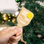 Adorno navideño personalizado de madera de Pickleball Decoración para colgar en el árbol Regalo de Navidad para un amante del Pickleball