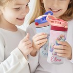 Borraccia personalizzata con nome funzione isolante con cannuccia in silicone e manico regalo di Natale o compleanno per bambine