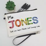 Personalized Colourful Rainbow Crayon Pencil Pouch with Name Back to School Teacher's Day Gift for Kid Teacher