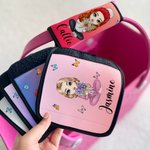 Personalized Gradient Cartoon Character Luggage Handle Wraps Set of 2 with Name and Contact Card Travel Accessories Gift for Women Girls
