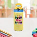 Personalizzato Multicolore Crayon 12 oz Kid bottiglia d'acqua con cannuccia in silicone Back To School Accessori regalo all'aperto per bambini