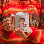 Personalized Santa Initial Merry Christmas 11oz Ceramic Mug with Name Christmas Gift for Kids Family