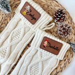 Personalisierte niedlichen Cartoon Charakter Leder Patch Christma Strumpf mit Namen Weihnachtsbaum Dekoration Geschenk für Familie