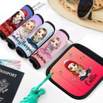 Personalized Gradient Cartoon Character Luggage Handle Wraps Set of 2 with Name and Contact Card Travel Accessories Gift for Women Girls