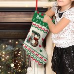 Personalisierte niedliche Weihnachten gestrickt Pullover Tier hängenden Weihnachtsstrumpf mit Initial Home Decor Geschenk für Kinder Familie