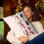 Personalized 1-5 Family Snowmen Cushion Throw Pillow Cover with Names Christmas Thanksgiving Day Home Decor for Farmily