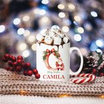 Personalized Santa Initial Merry Christmas 11oz Ceramic Mug with Name Christmas Gift for Kids Family